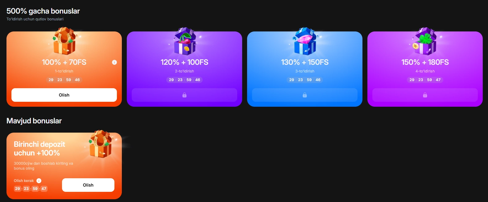 1Win o'yinchilari uchun aksiyalar va bonuslar